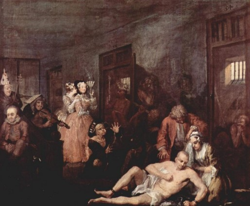 《疯人院中的浪子》，威廉·霍加斯（1733年）