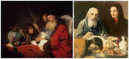 左图林布兰的画作《以撒赐福雅各布》，右图米格伦仿作，售价381，000美元