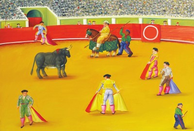 图为油画作品《斗牛》，作于2002年。 